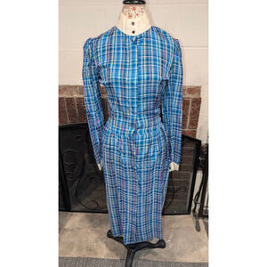 Eber Vintage plaid acetate maxi dress